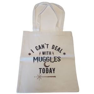 Harry Potter " I can't Deal with Muggles Today" Canvas Tote Bag New with flaw